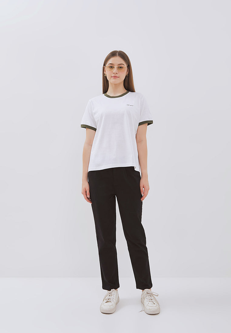 Osella Contrast Round Neck T-Shirt In Burgundy