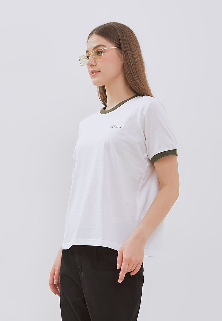 Osella Contrast Round Neck T-Shirt In Burgundy