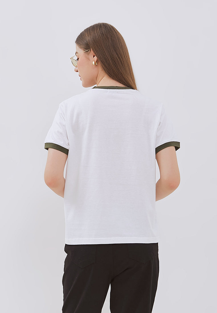 Osella Contrast Round Neck T-Shirt In Burgundy