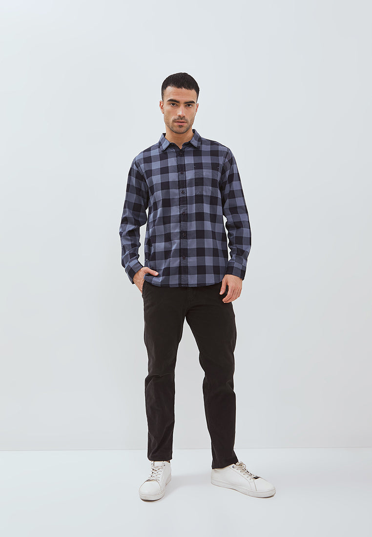 Osella Long Sleeve Checkered Shirt With Cotton Pique