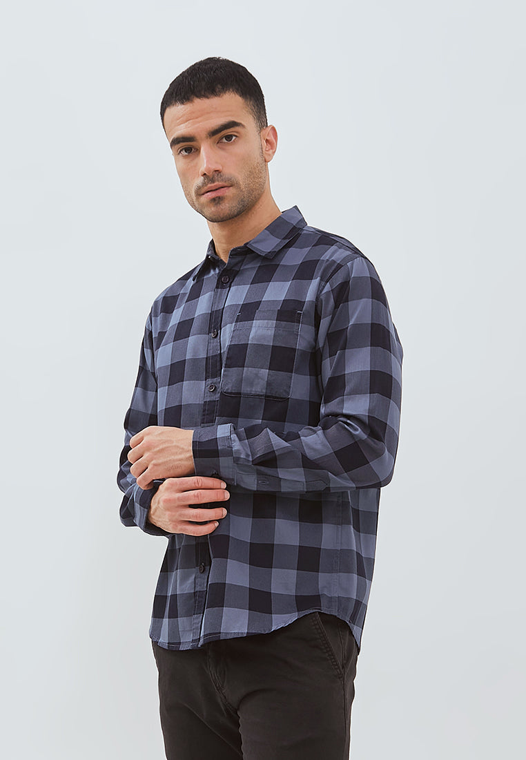 Osella Long Sleeve Checkered Shirt With Cotton Pique
