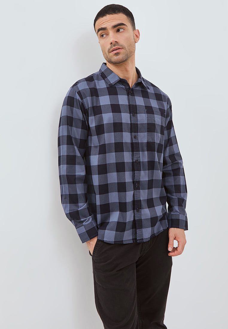 Osella Long Sleeve Checkered Shirt With Cotton Pique