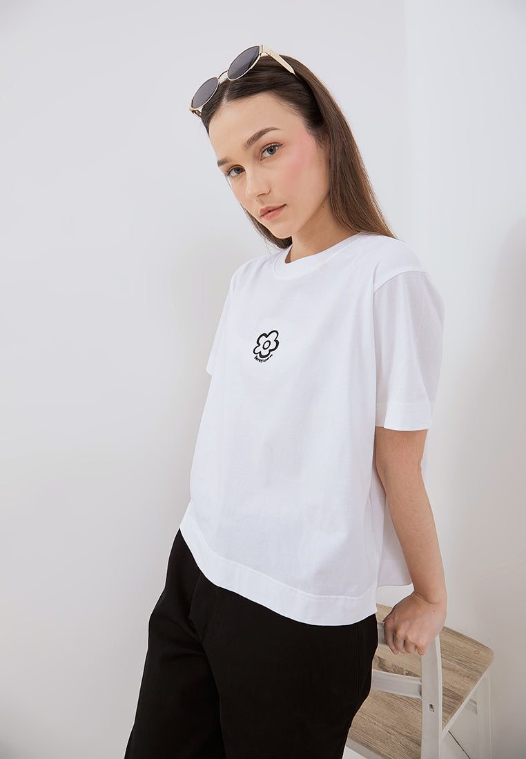 Osella Floral Embroidered  T-Shirt