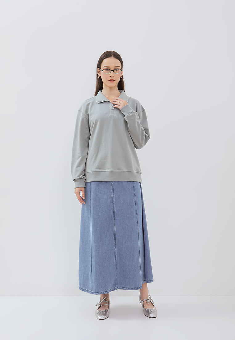 Osella  Gannie Collar Half Zip-Up Sweatshirt
