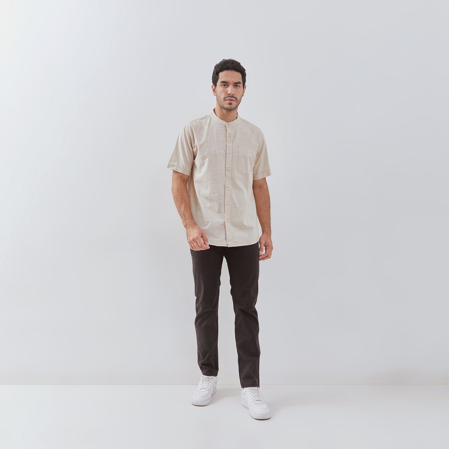 Osella Solid Shanghai Collared Short Sleeve Shirt 2032520