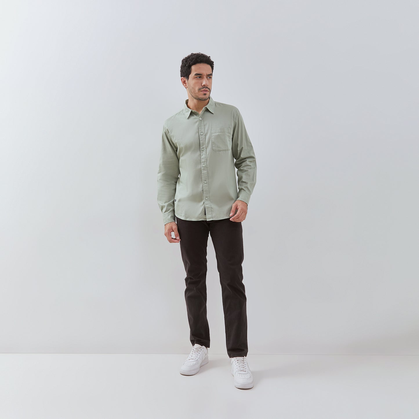 Osella Solid Long Sleeve Collared Shirt 2037501364