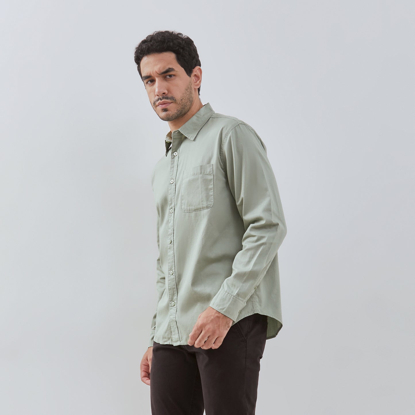 Osella Solid Long Sleeve Collared Shirt 2037501364