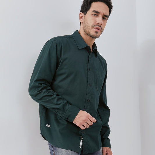 Osella Long Corduroy Shirt In Hunter Green