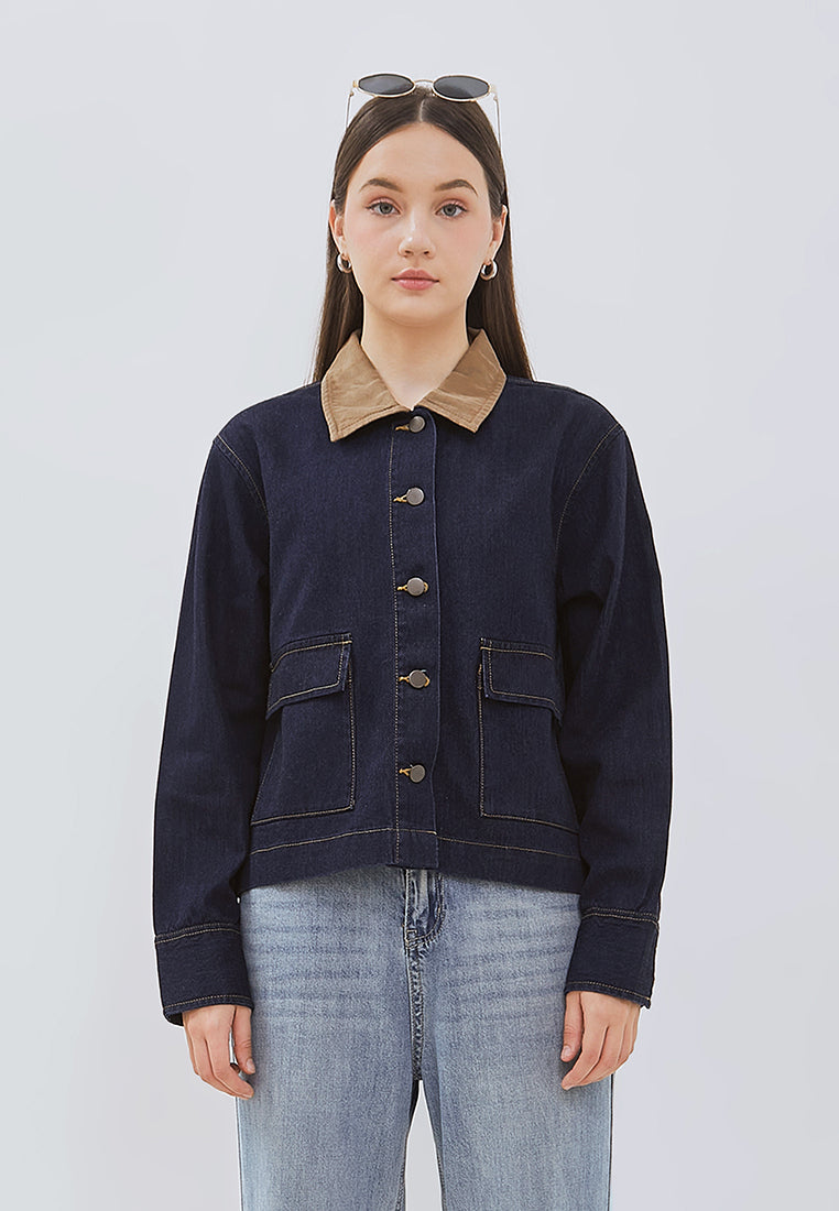 Osella Blouson Denim Jacket With Corduroy Collar