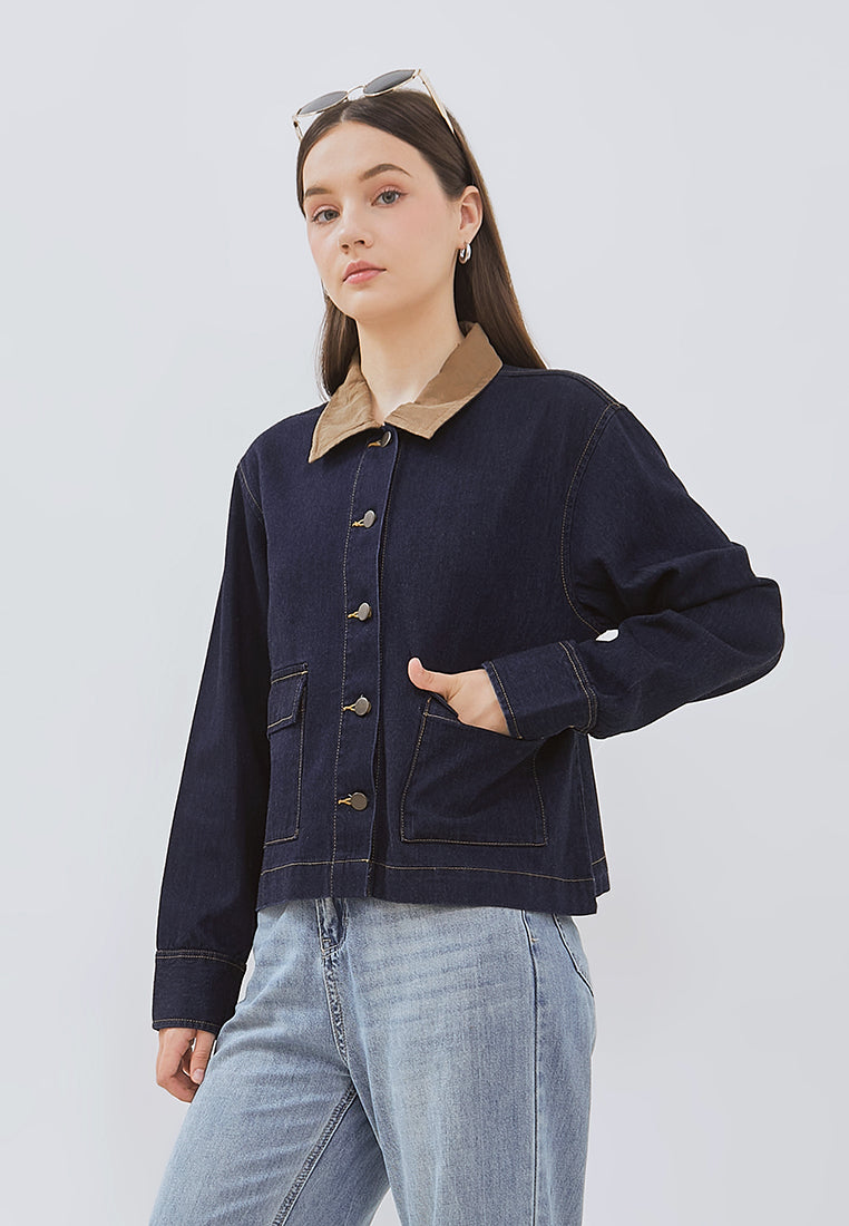 Osella Blouson Denim Jacket With Corduroy Collar