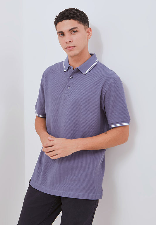 Osella Carlos Vertical Rib Textured Polo Shirt