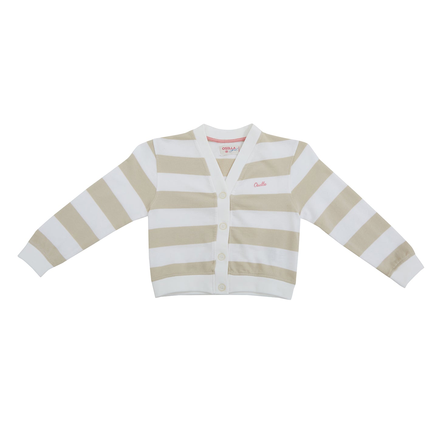 OSELLA STRIPE CARDIGAN IN BEIGE AND WHITE 2361500538