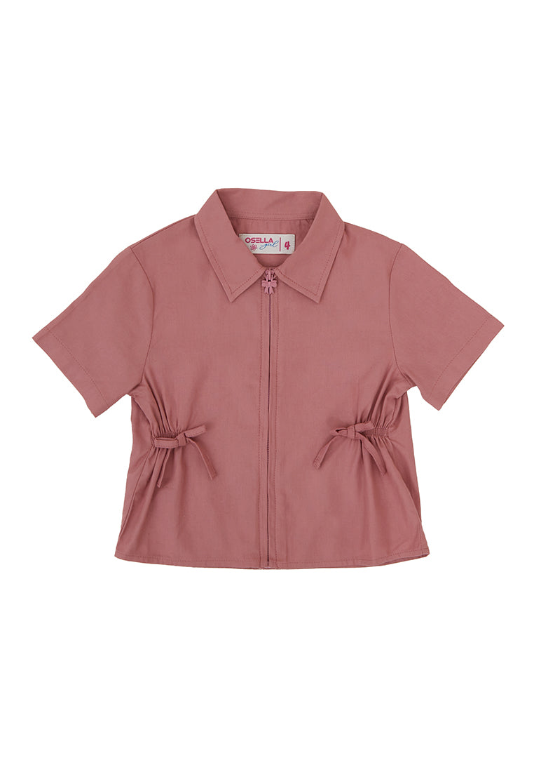 Osella Short Sleeve Zip Front Shirt In Pink 2336500413