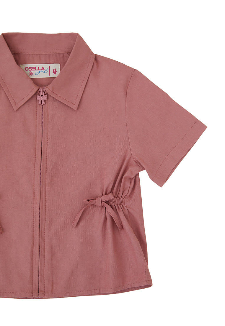 Osella Short Sleeve Zip Front Shirt In Pink 2336500413