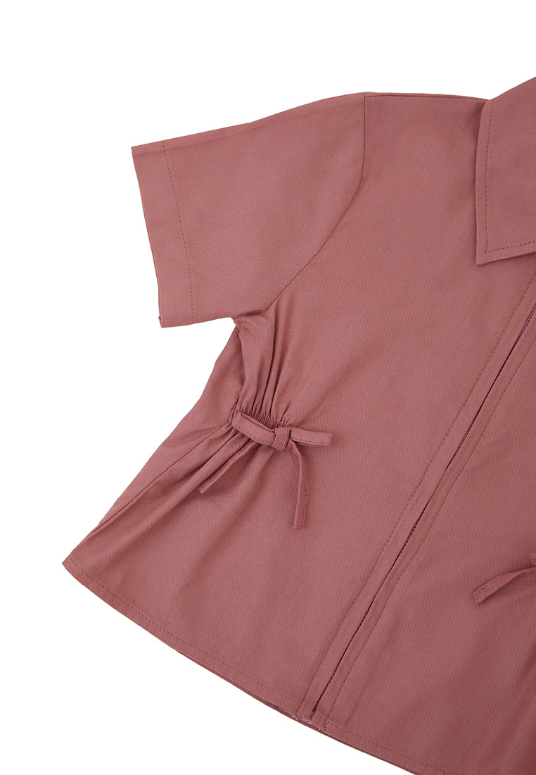 Osella Short Sleeve Zip Front Shirt In Pink 2336500413