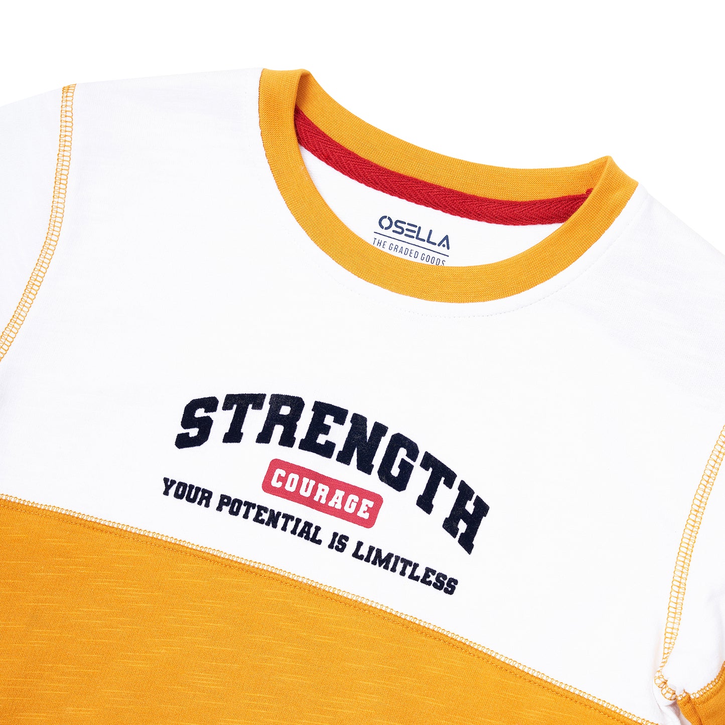 [NEW] Osella Cut And Sewn Sweatshirt In Mustard And White 2212500103