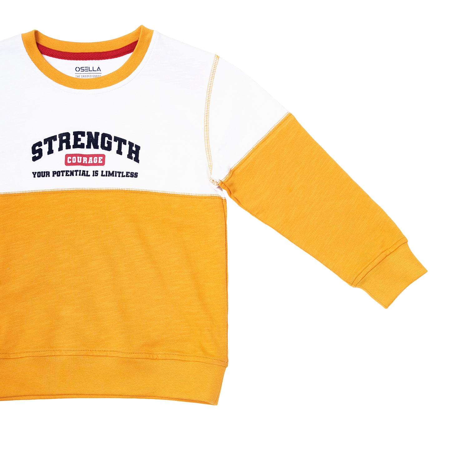 [NEW] Osella Cut And Sewn Sweatshirt In Mustard And White 2212500103