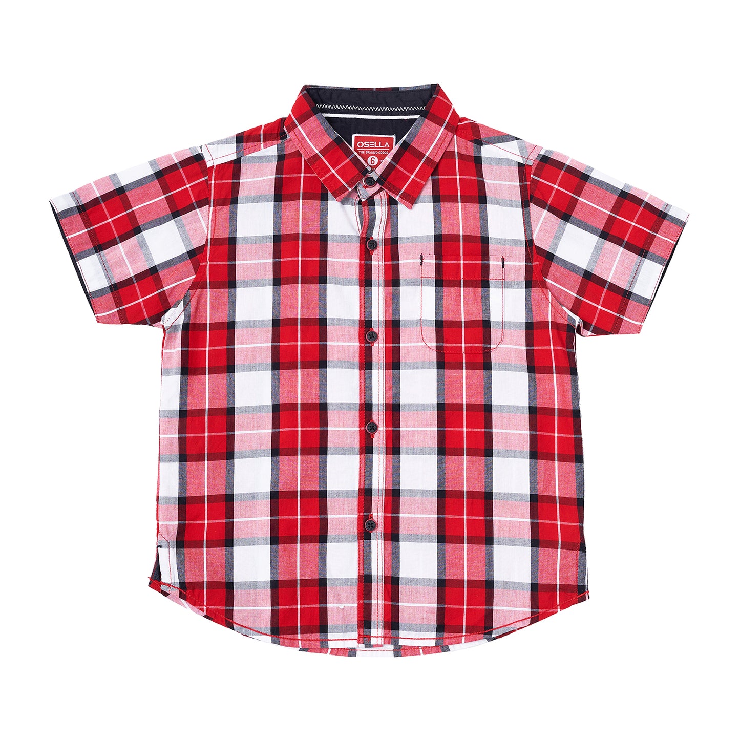 [NEW] Osella Checkerd Regular Short Sleeve Shirt In Red, White And Black 2233500151