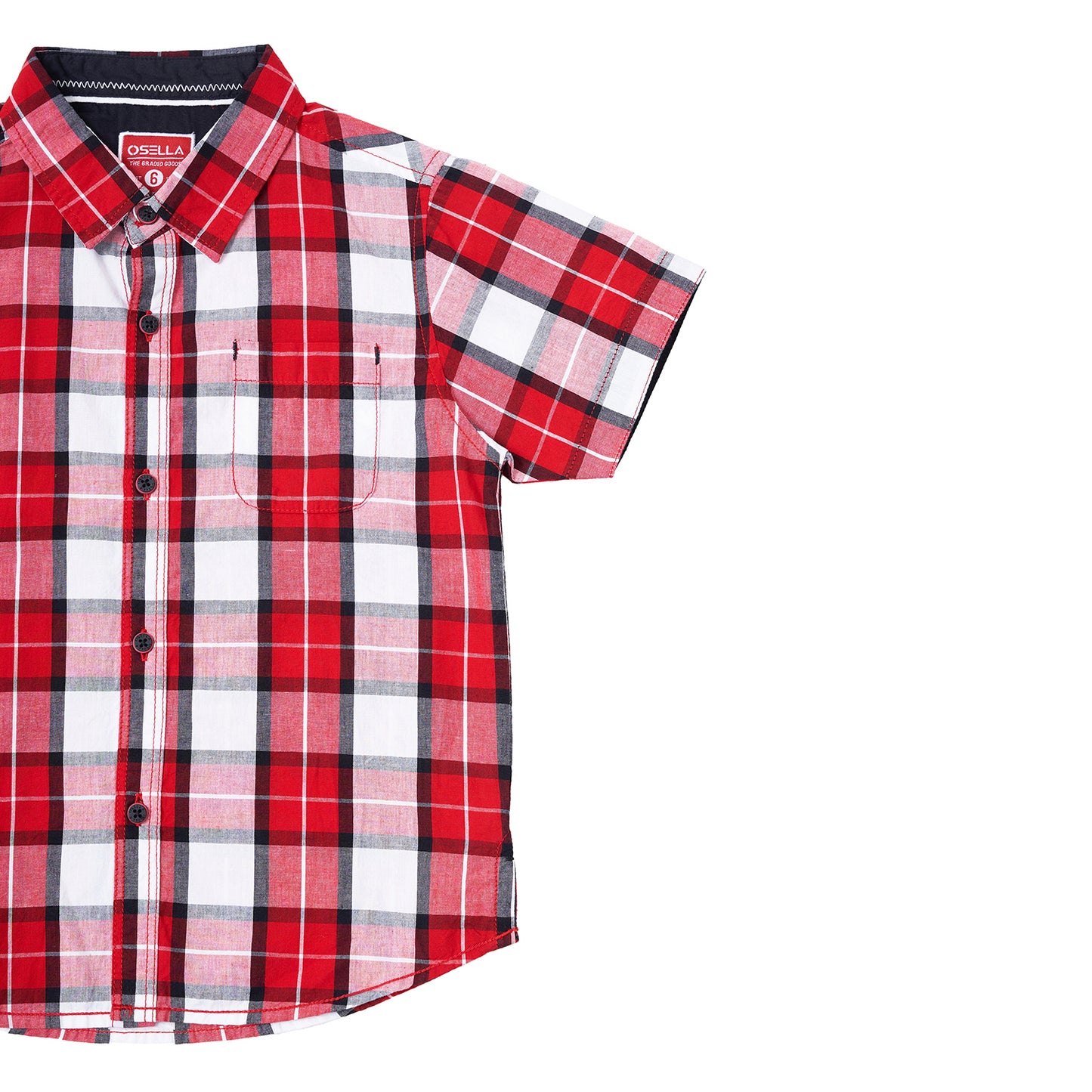 [NEW] Osella Checkerd Regular Short Sleeve Shirt In Red, White And Black 2233500151