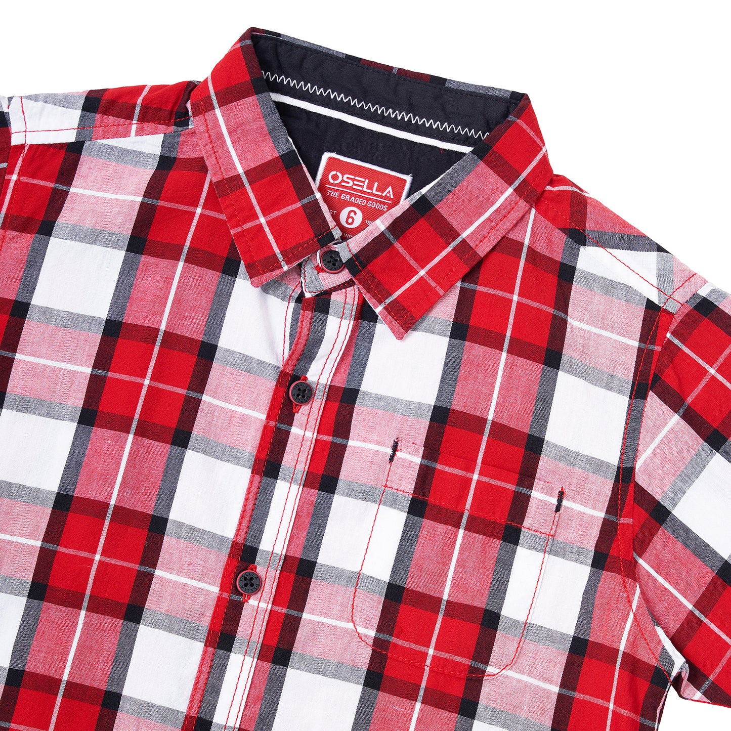 [NEW] Osella Checkerd Regular Short Sleeve Shirt In Red, White And Black 2233500151