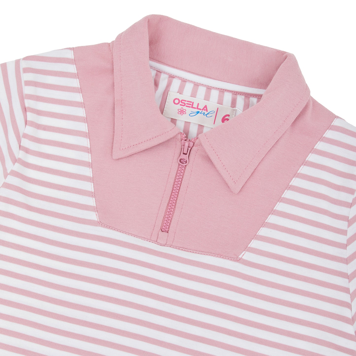 OSELLA HALF ZIPPED STRIPE SWEATSHIRT IN PINK AND WHITE 231150011