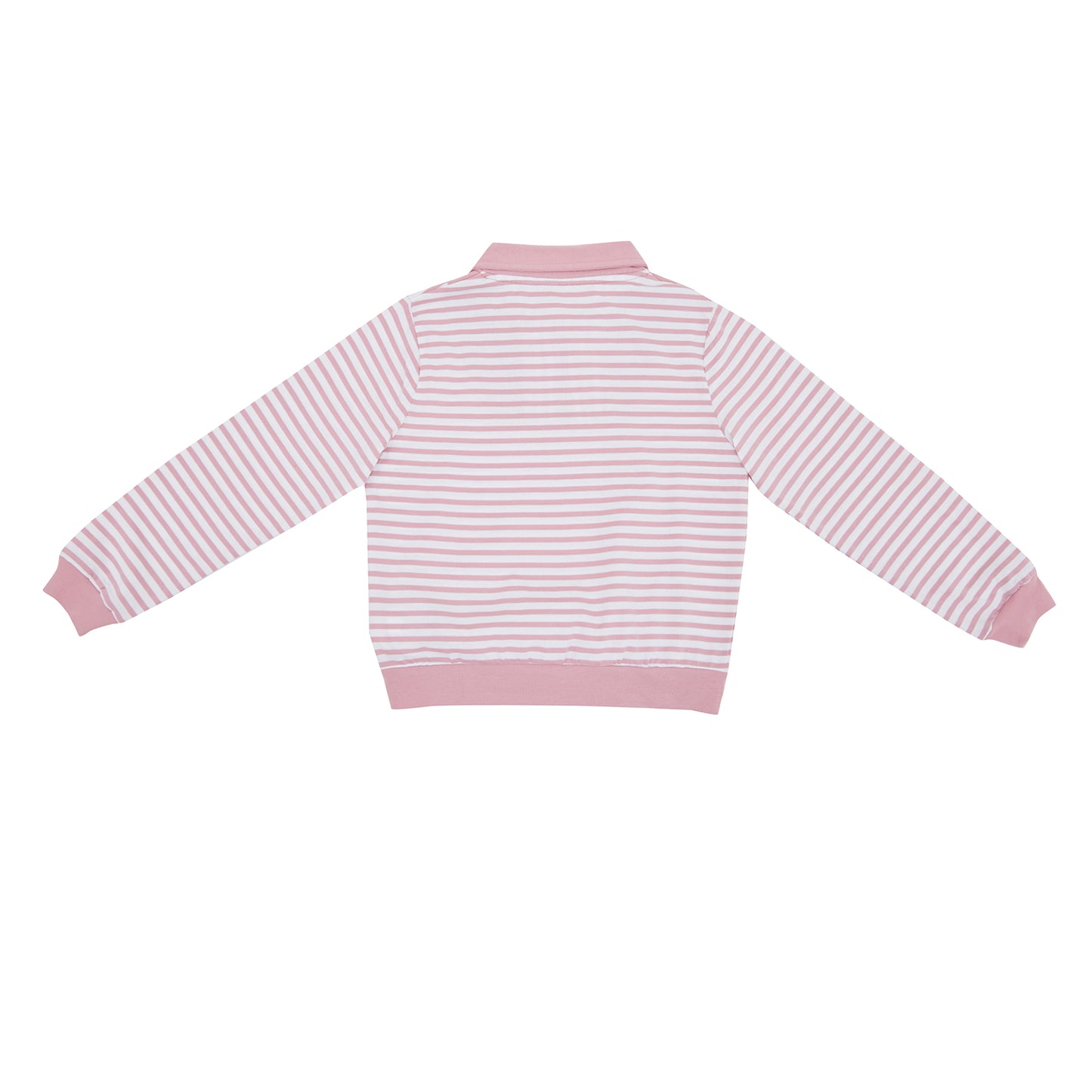 OSELLA HALF ZIPPED STRIPE SWEATSHIRT IN PINK AND WHITE 231150011