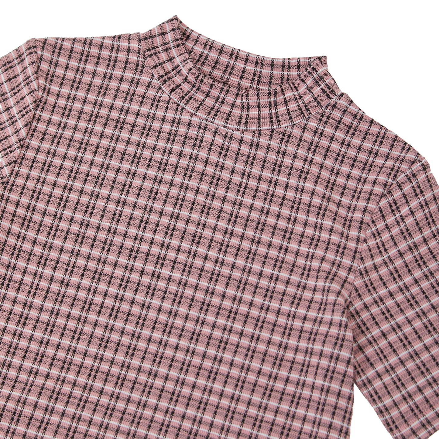 Osella Plaid Pattern Mock Neck T-shirt In Pink