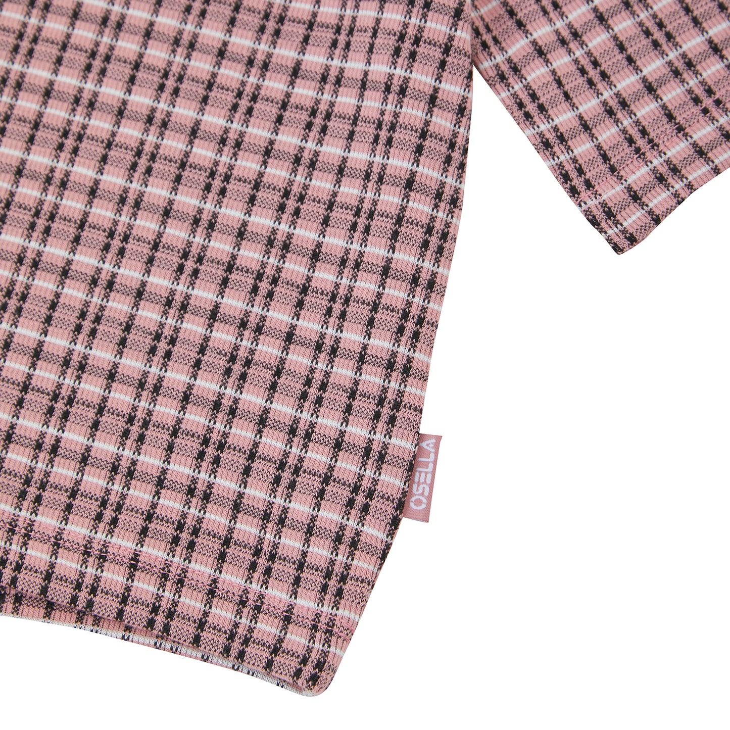 Osella Plaid Pattern Mock Neck T-shirt In Pink