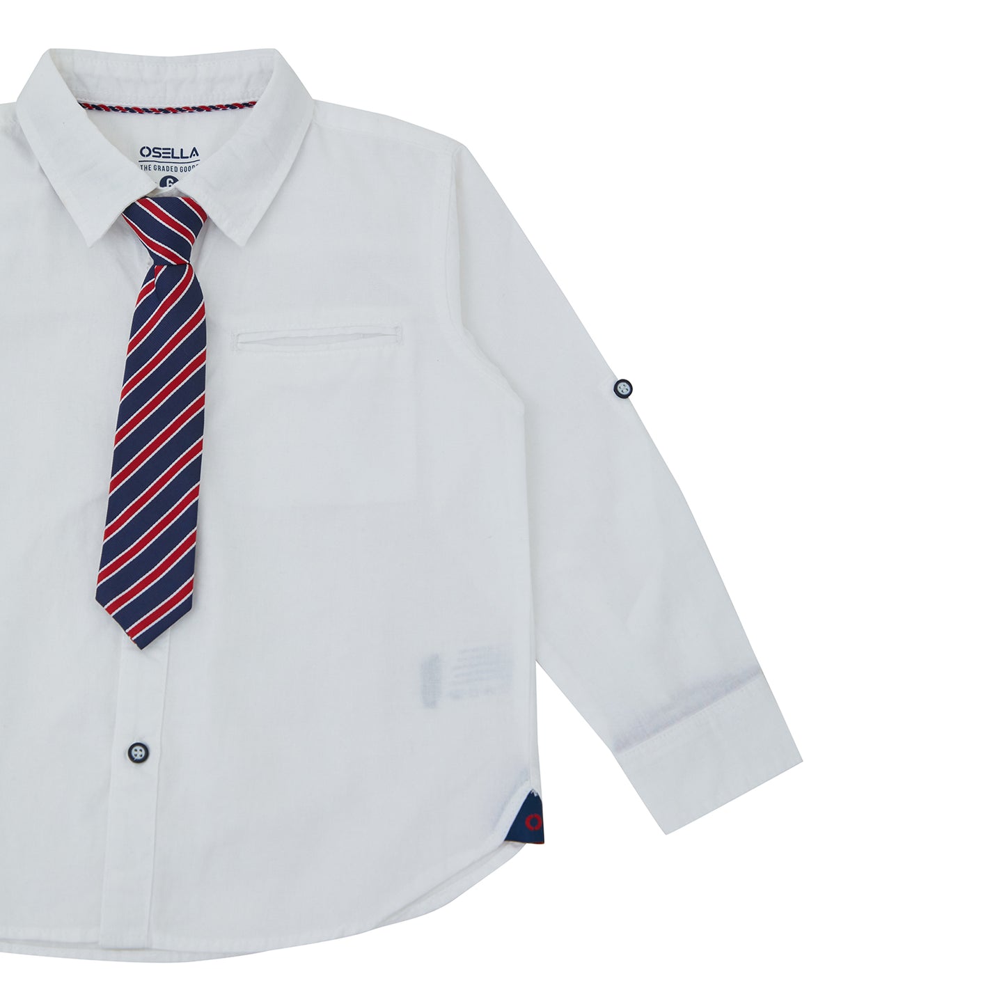 Osella Regular Long Sleeve Collared Shirt With Additional Red Tie