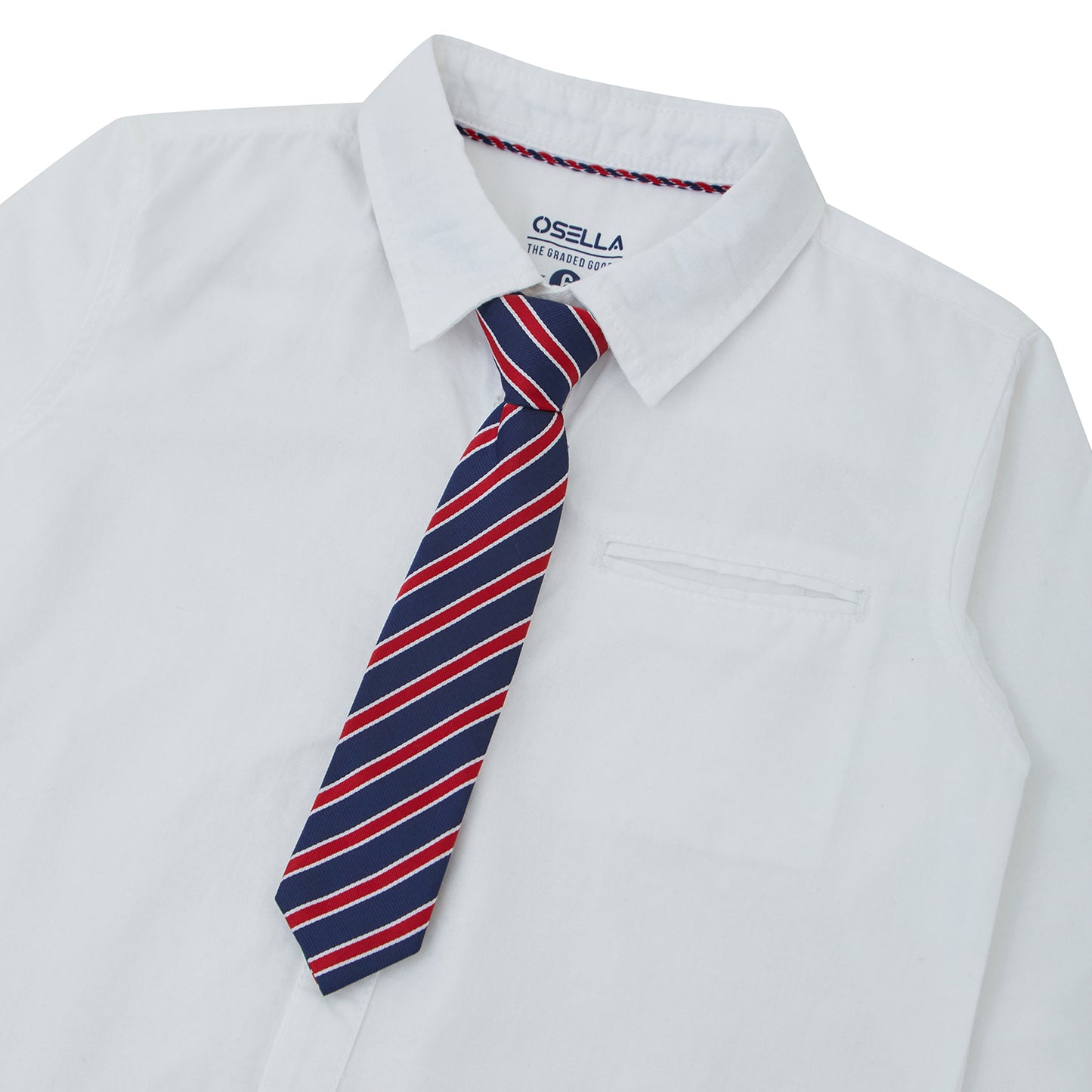 Osella Regular Long Sleeve Collared Shirt With Additional Red Tie