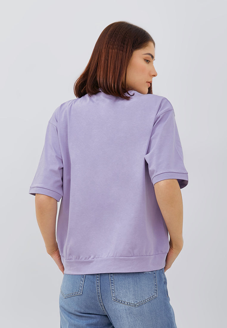 Osella Oversized Boxy Cotton T-Shirt in Purple
