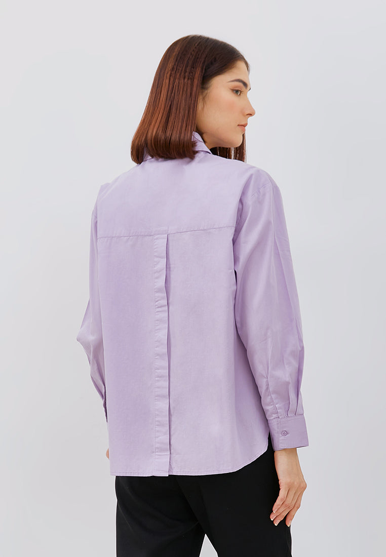Osella Rosie Oversized Long Sleeve Cotton Shirt in Lavender