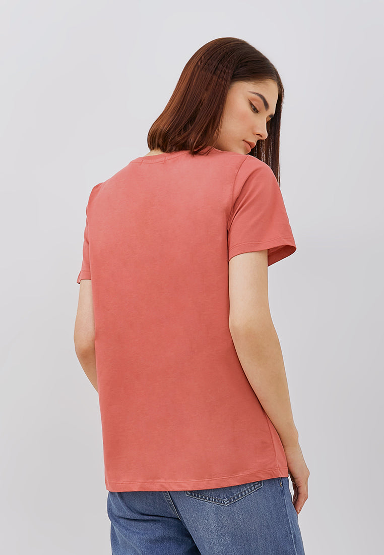 Osella Short Sleeve Oversize Cotton T-Shirt in Garnet Pink