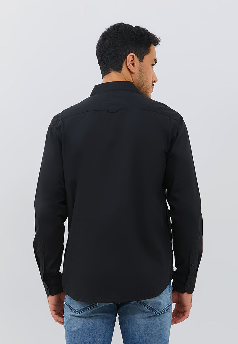 Osella Retro Regular Fit Collared Shirt in Black