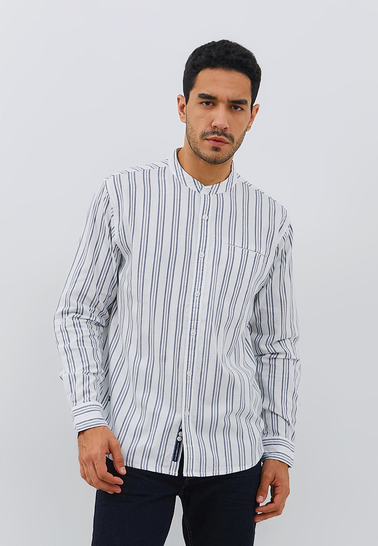 Osella Regular Fit Long Sleeve Striped Shirt White-Blue