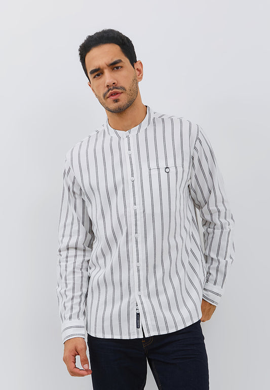 Osella Regular Fit Long Sleeve Striped Shirt White-Grey