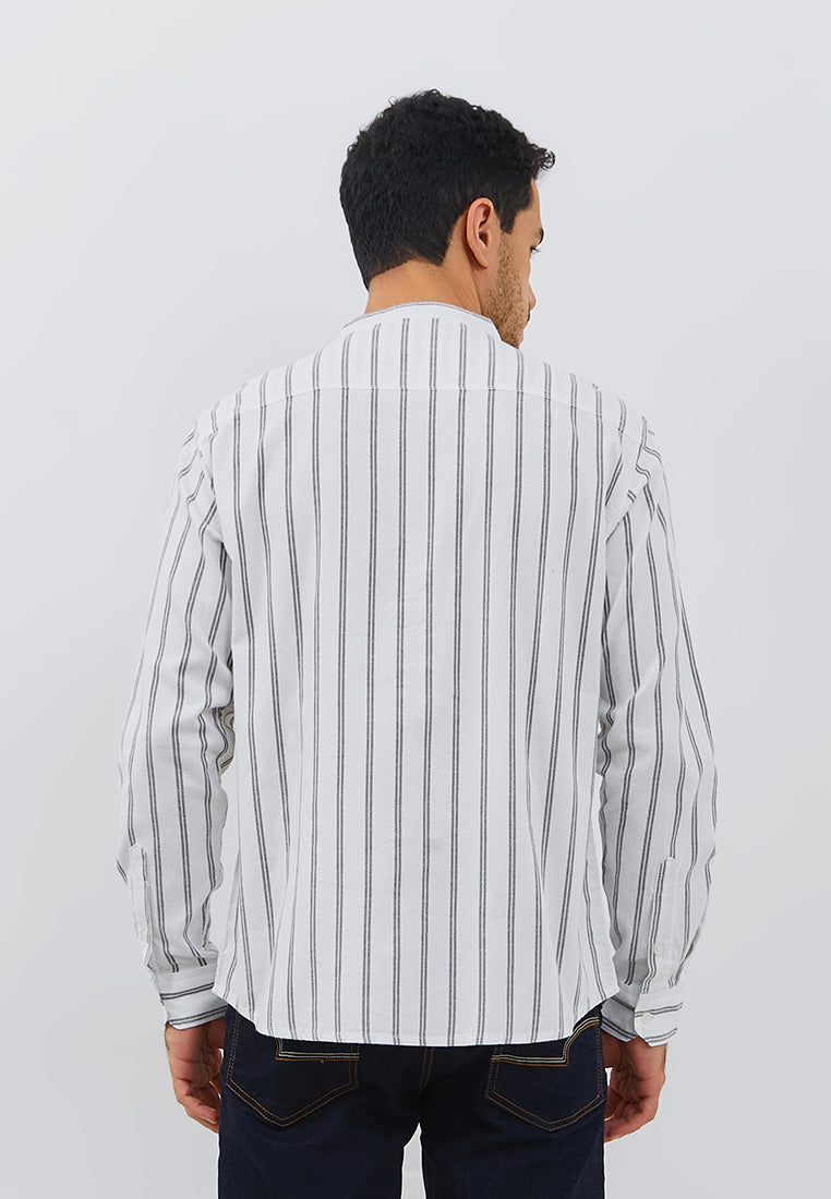 Osella Regular Fit Long Sleeve Striped Shirt White-Grey