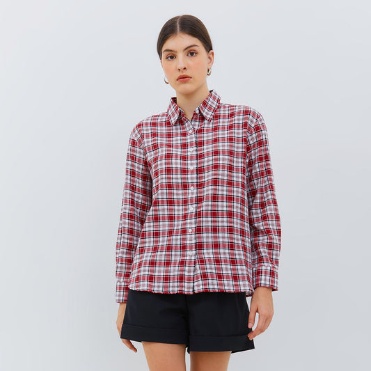 Osella Checkered Collar Shirt in Red-White-Black