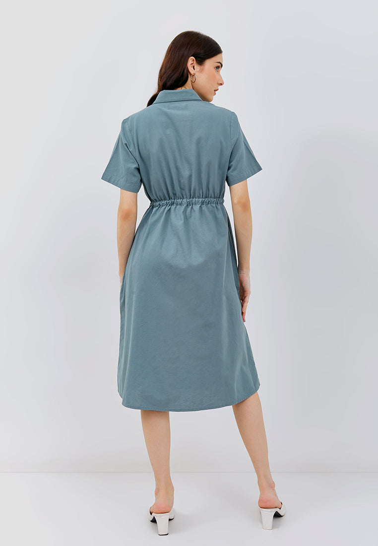 Osella Ramee Midi Short Sleeve Dress in Sage Green