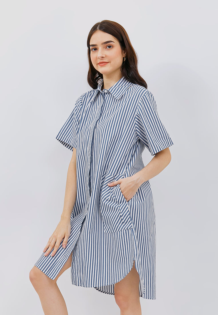 Osella Cassie Cotton Stripe Dress with Pockets in Front