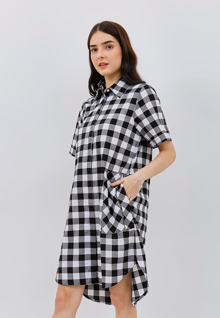 Osella Cassie Cotton Checkered Dress with Pockets in Front