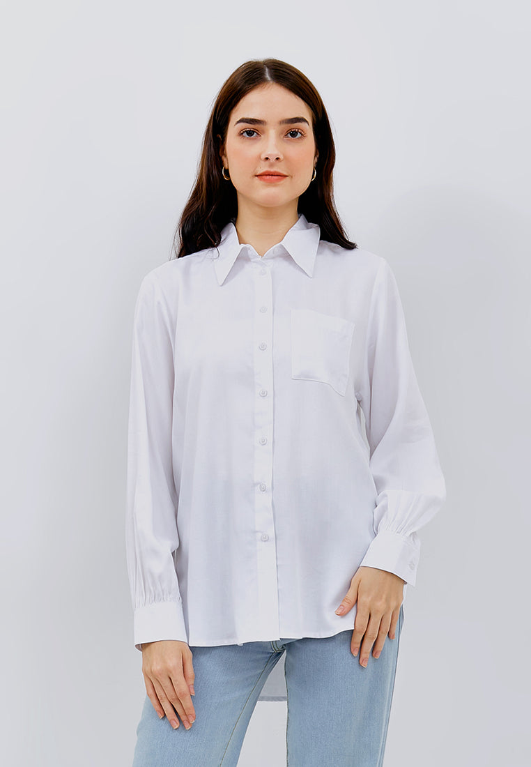 Osella Ellie Classic Long Sleeve Cotton Shirt in White
