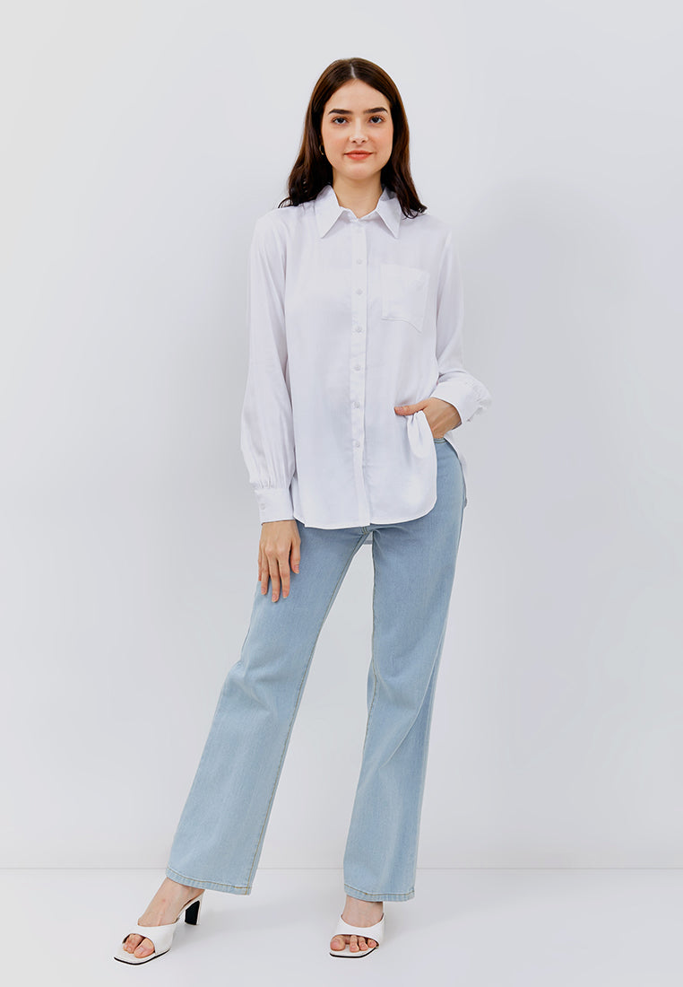 Osella Ellie Classic Long Sleeve Cotton Shirt in White