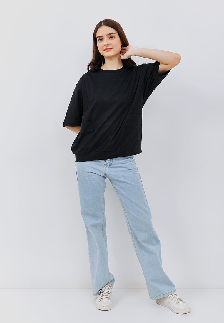 Osella Oversized Boxy Cotton T-Shirt in Black