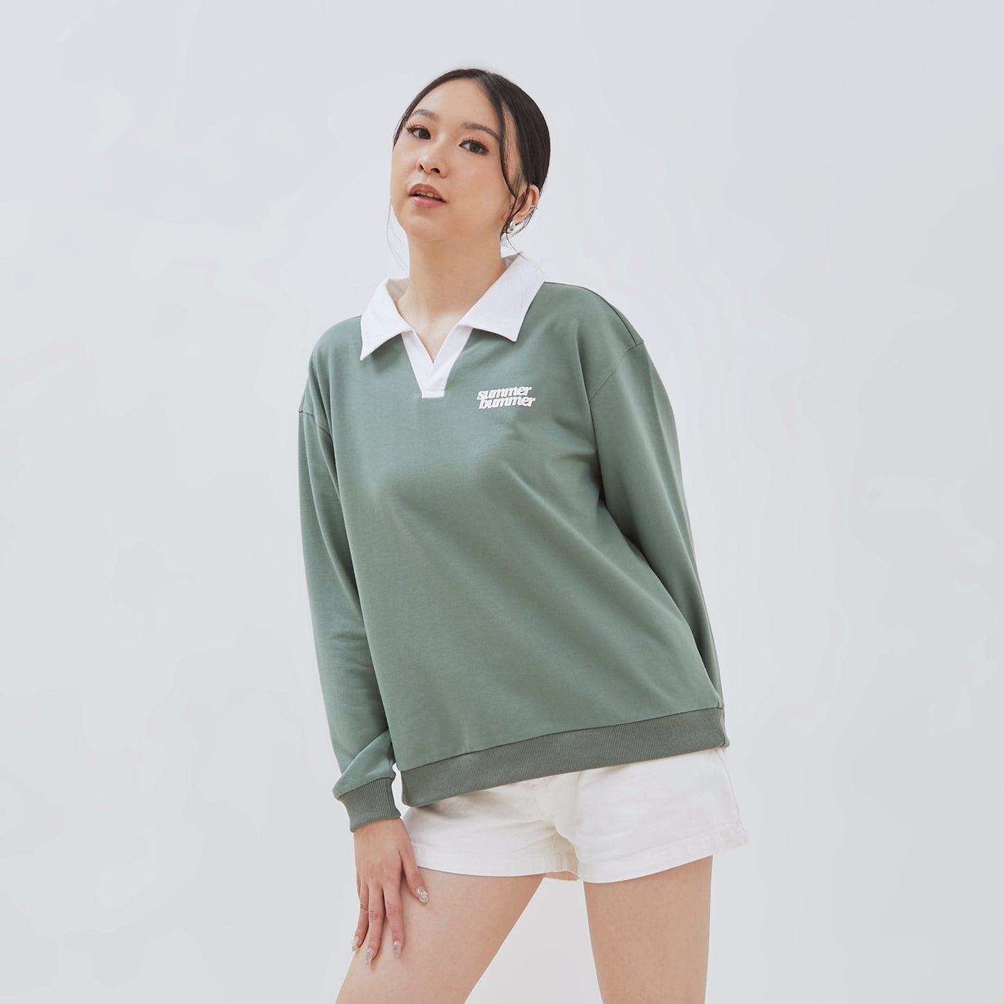 Osella Jessie V-Neck Contrast Collar Sweatshirt