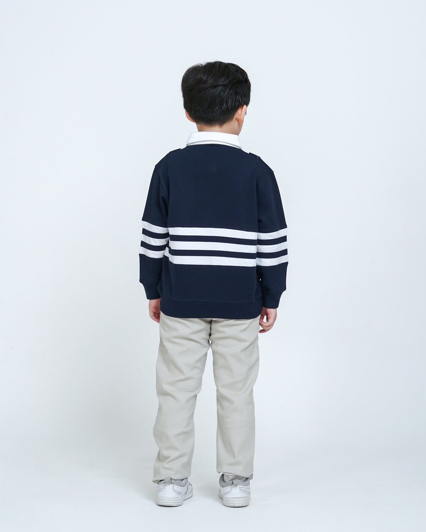 Osella Kids Skylar Stripe Sweatshirt Over Collared Shirt