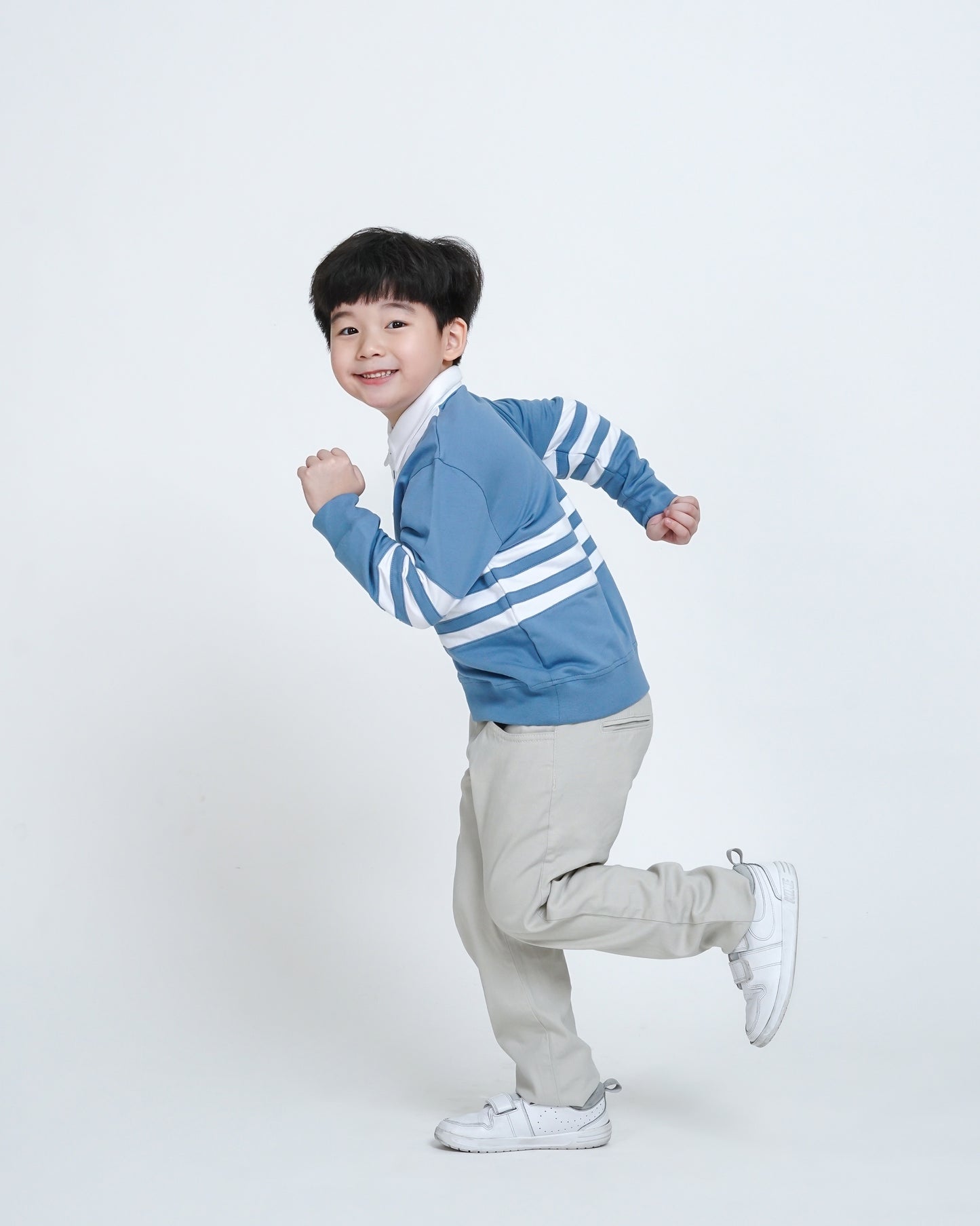 Osella Kids Skylar Stripe Sweatshirt Over Collared Shirt