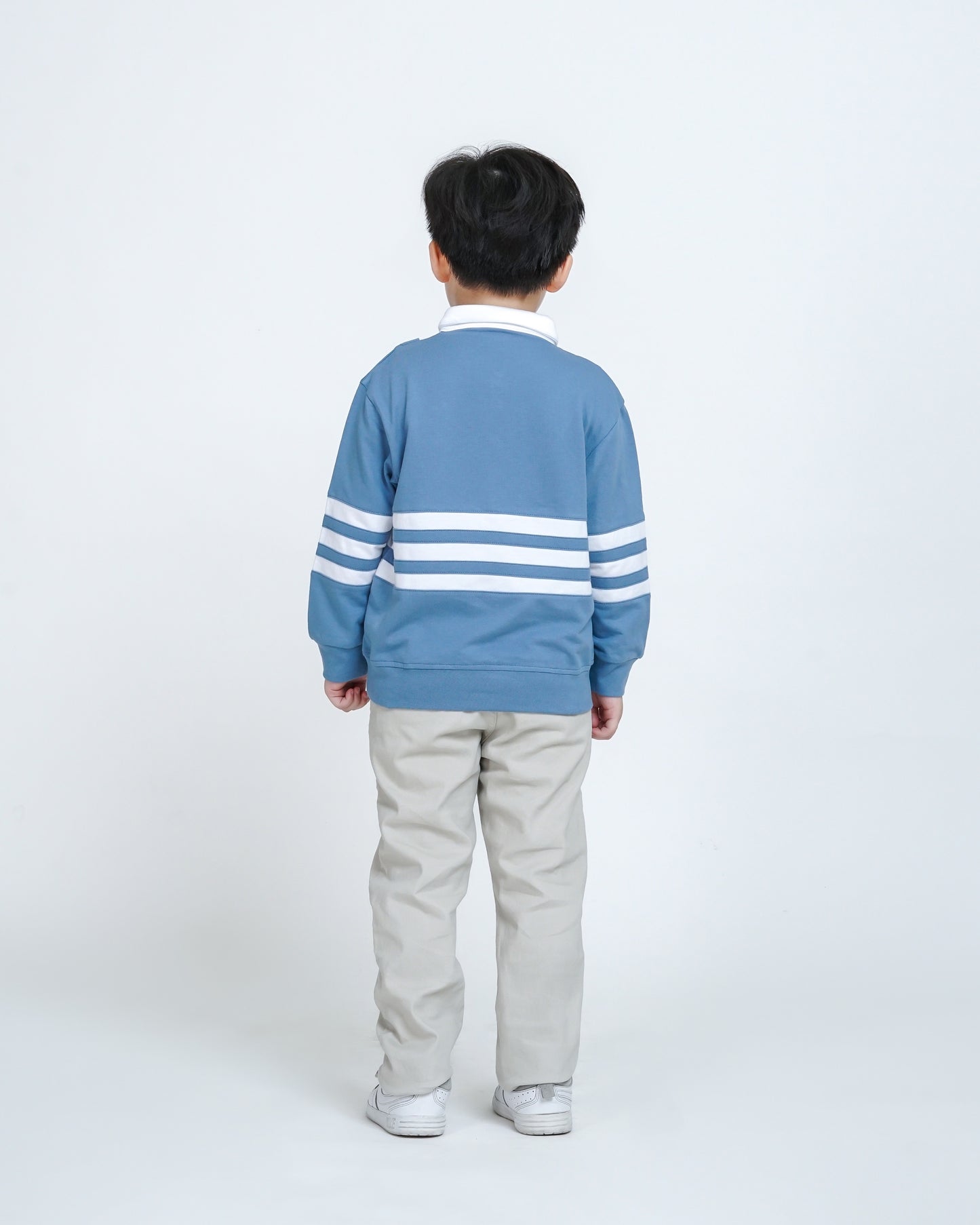 Osella Kids Skylar Stripe Sweatshirt Over Collared Shirt