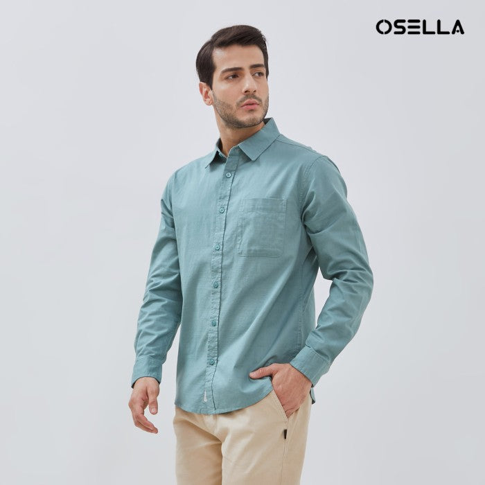 [NEW] Osella Long Sleeve Solid Regular  Shirt In Mint 2037501519