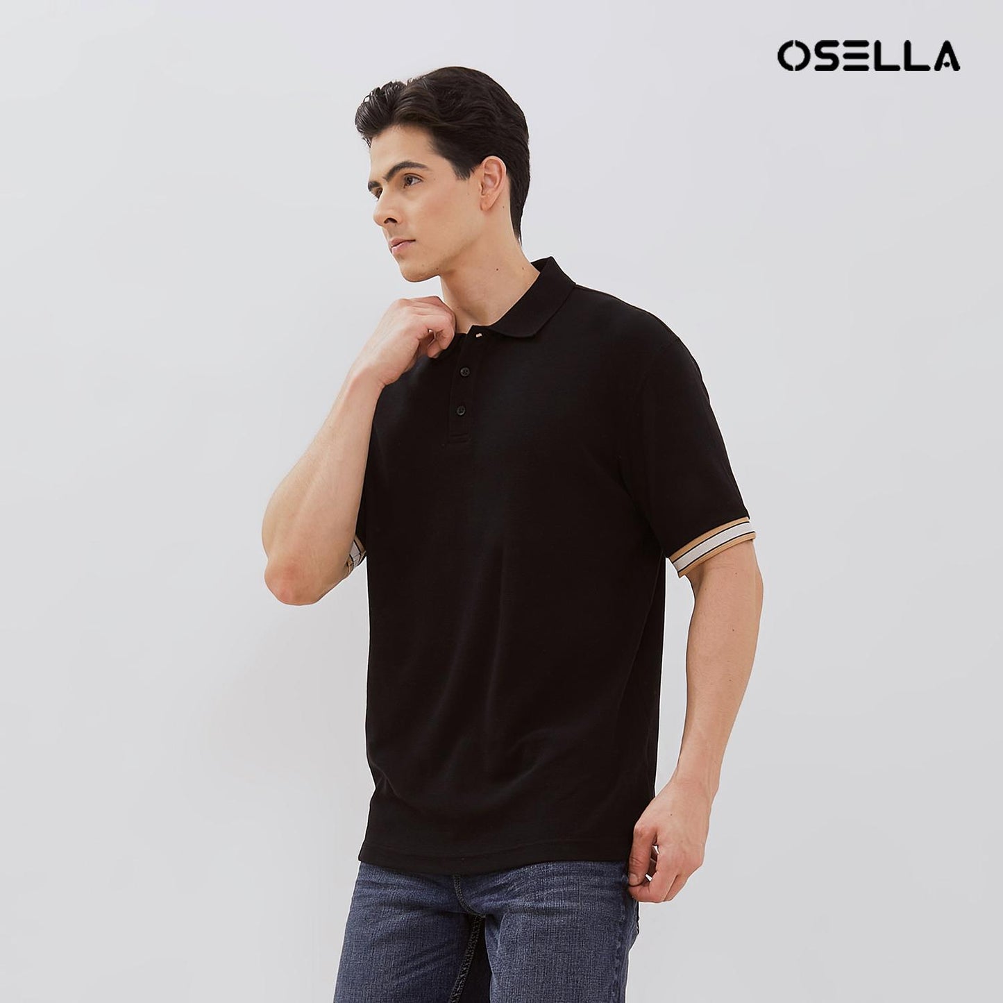 [NEW] Osella Dylan Textured Polo Shirt With Striped Rib 2021501 | Kaos Polo Atasan Lengan Pendek Laki Laki